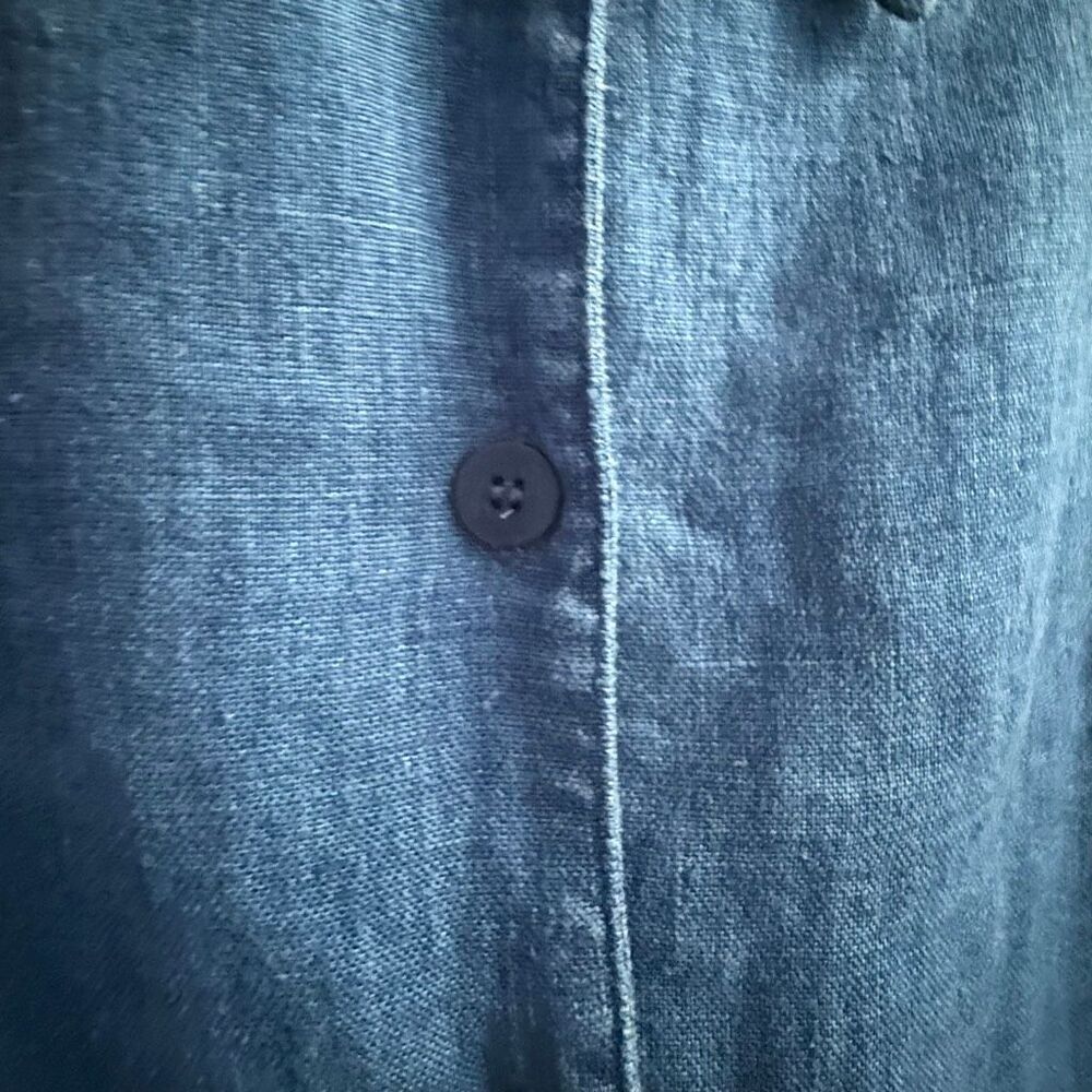 Jones New York 100% linen women’s blue button down shirt size xl - Picture 4 of 14